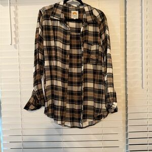 C&C California Men's Black and Brown Plaid Shirt